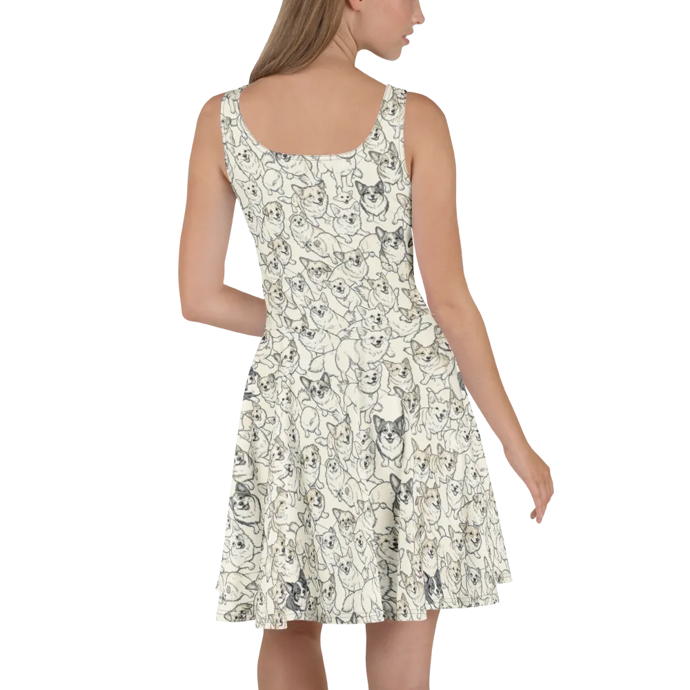 Corgi Chorus on Skater Dress — Back