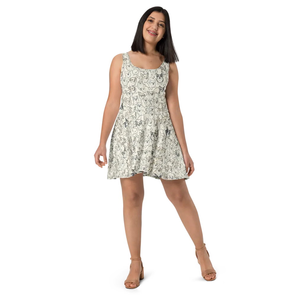 Corgi Chorus on Skater Dress — Front