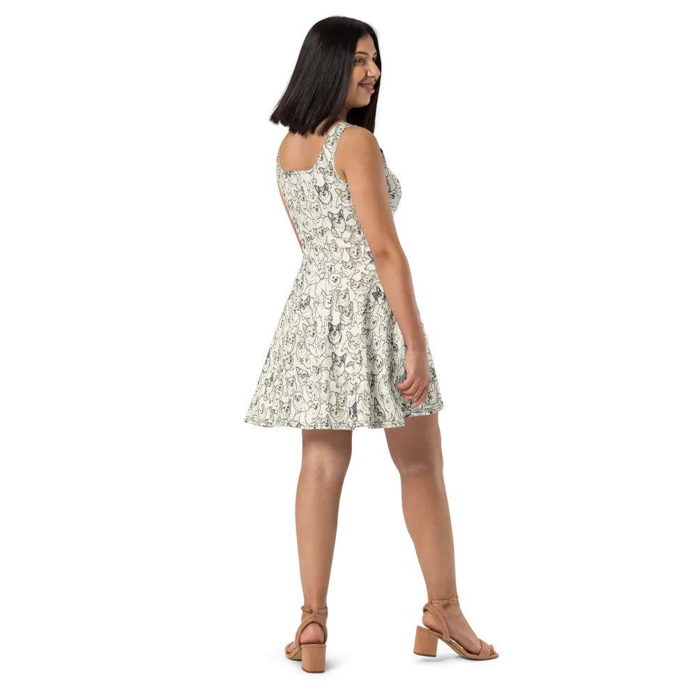 Corgi Chorus on Skater Dress — Right