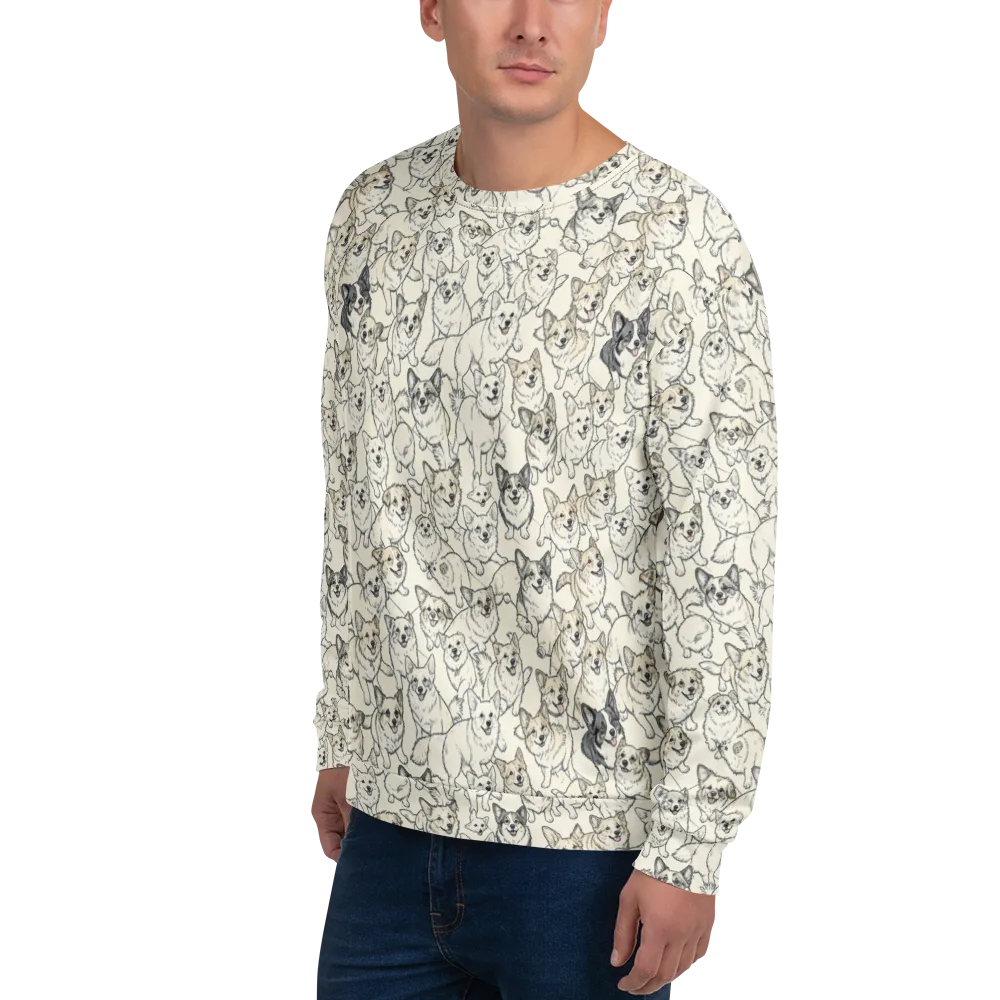 Corgi Chorus on Sweatshirt — Left Front