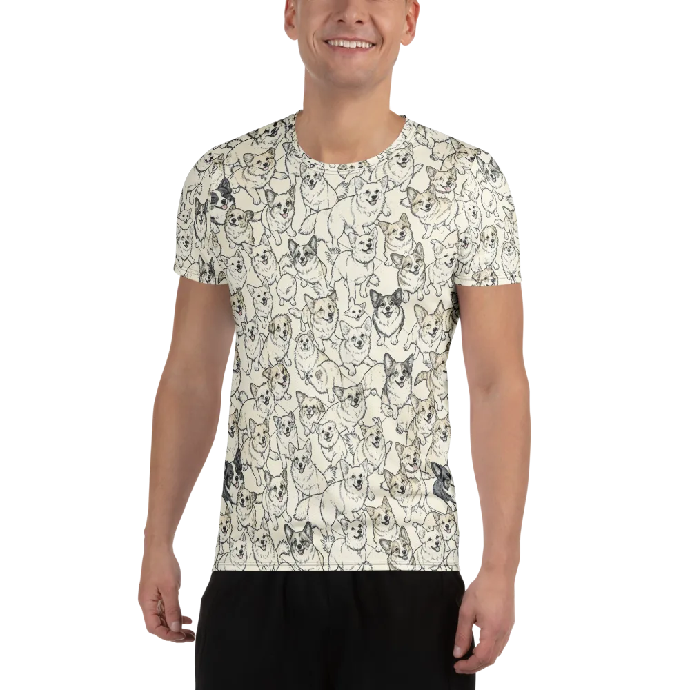 Corgi Chorus on Men's Athletic T-Shirt — Front