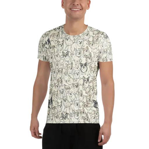 Corgi Chorus on a Men's Athletic T-Shirt
