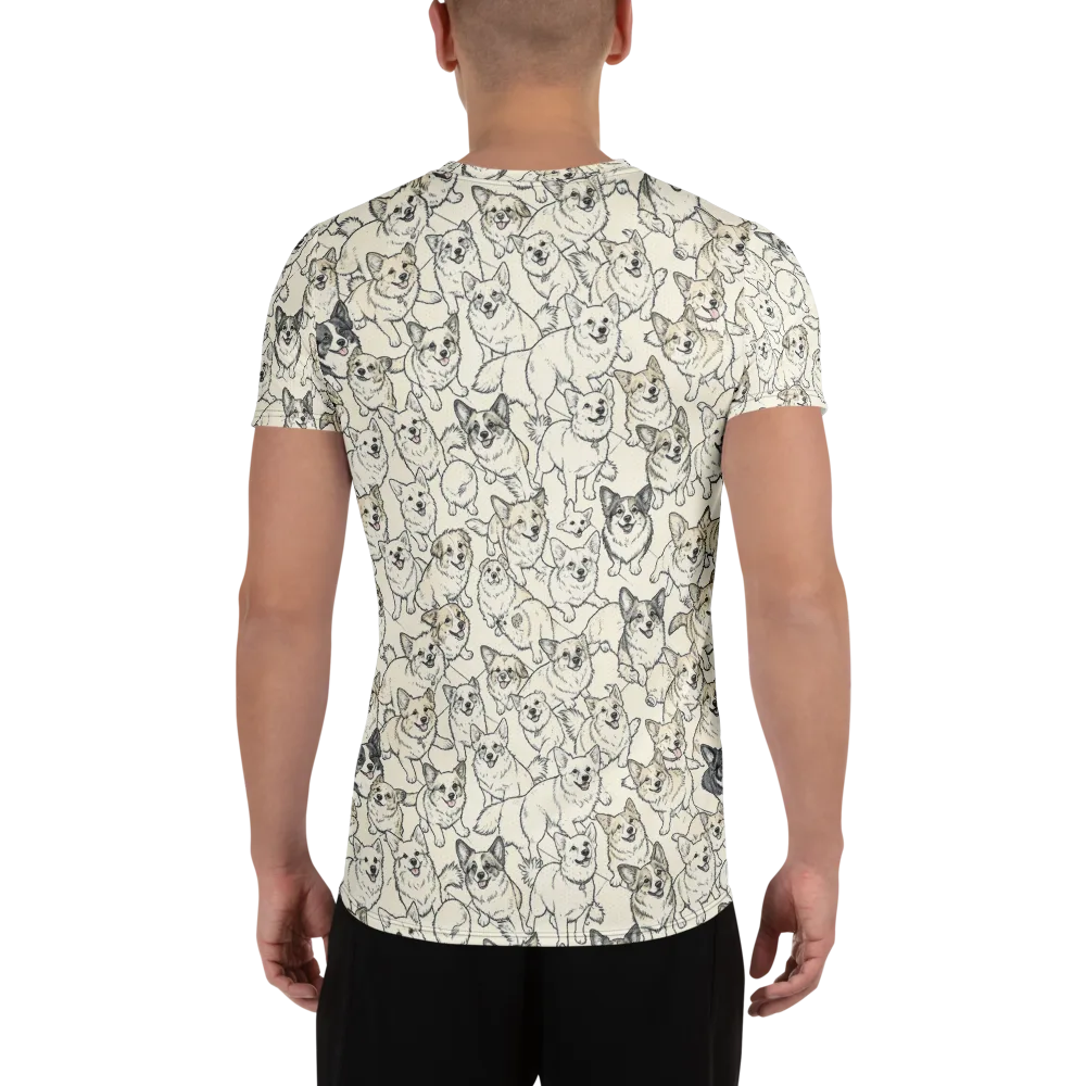 Corgi Chorus on Men's Athletic T-Shirt — Back