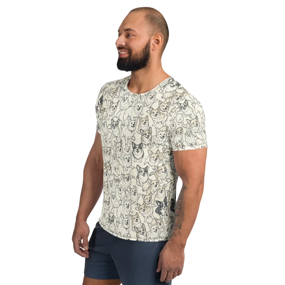Corgi Chorus on Men's Athletic T-Shirt — Left
