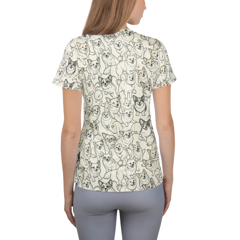 Corgi Chorus on Women's Athletic T-Shirt — Back