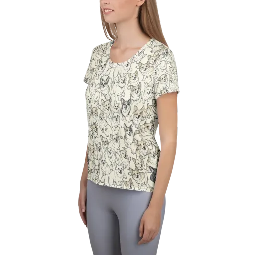 Corgi Chorus on a Women's Athletic T-Shirt
