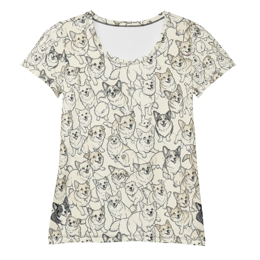 Corgi Chorus on Women's Athletic T-Shirt — Front