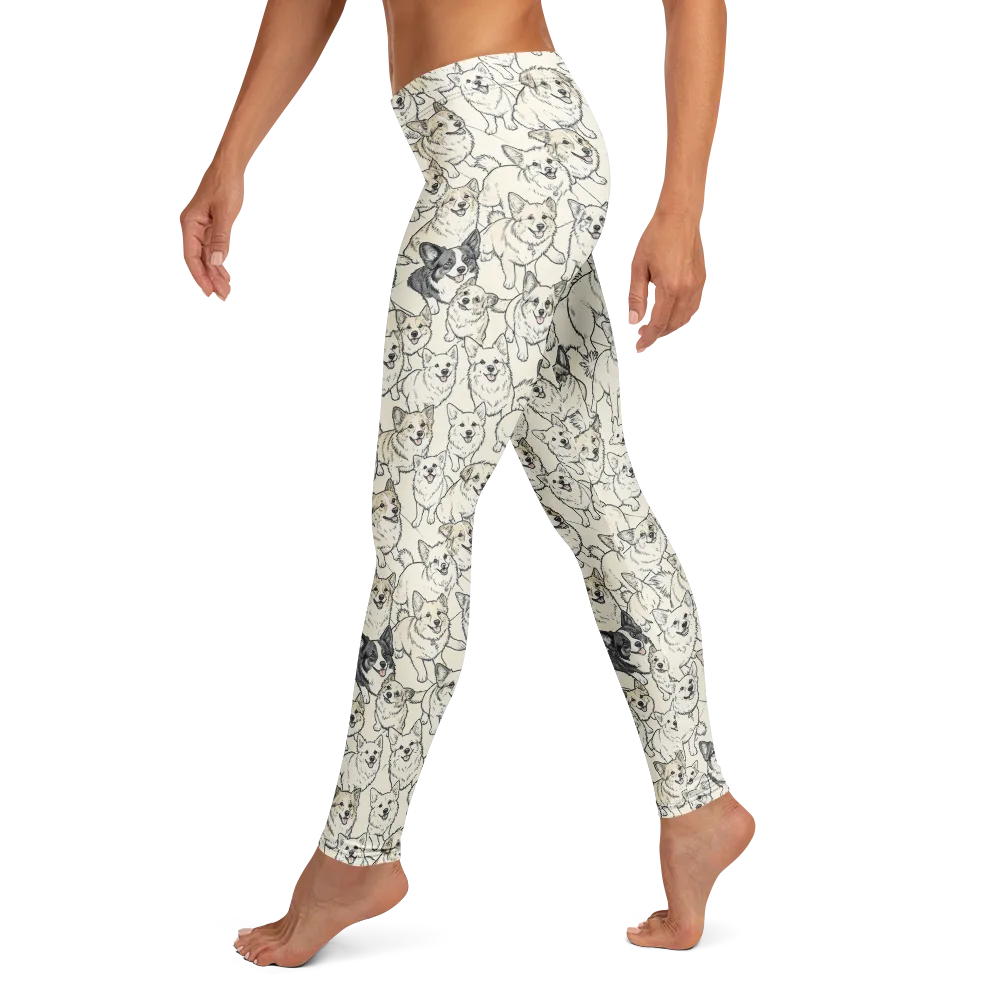 Corgi Chorus on Leggings — Left