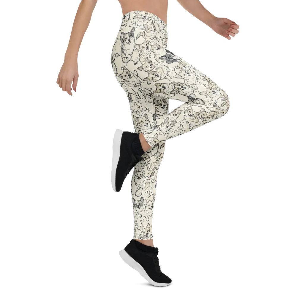 Corgi Chorus on Leggings — Right