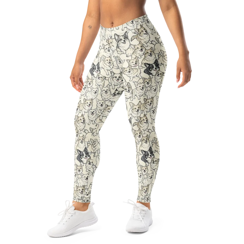 Corgi Chorus on Leggings — Left Front
