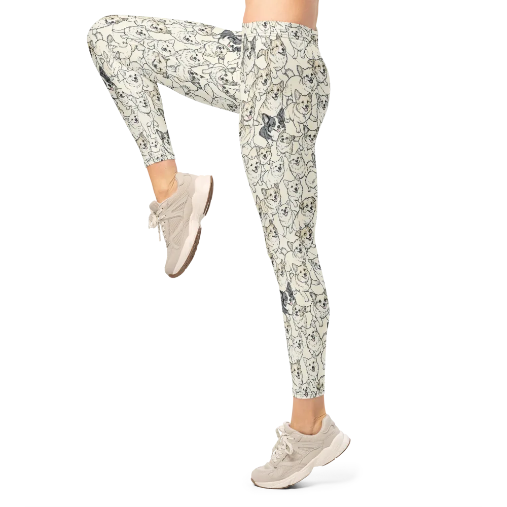 Corgi Chorus on Leggings — Left