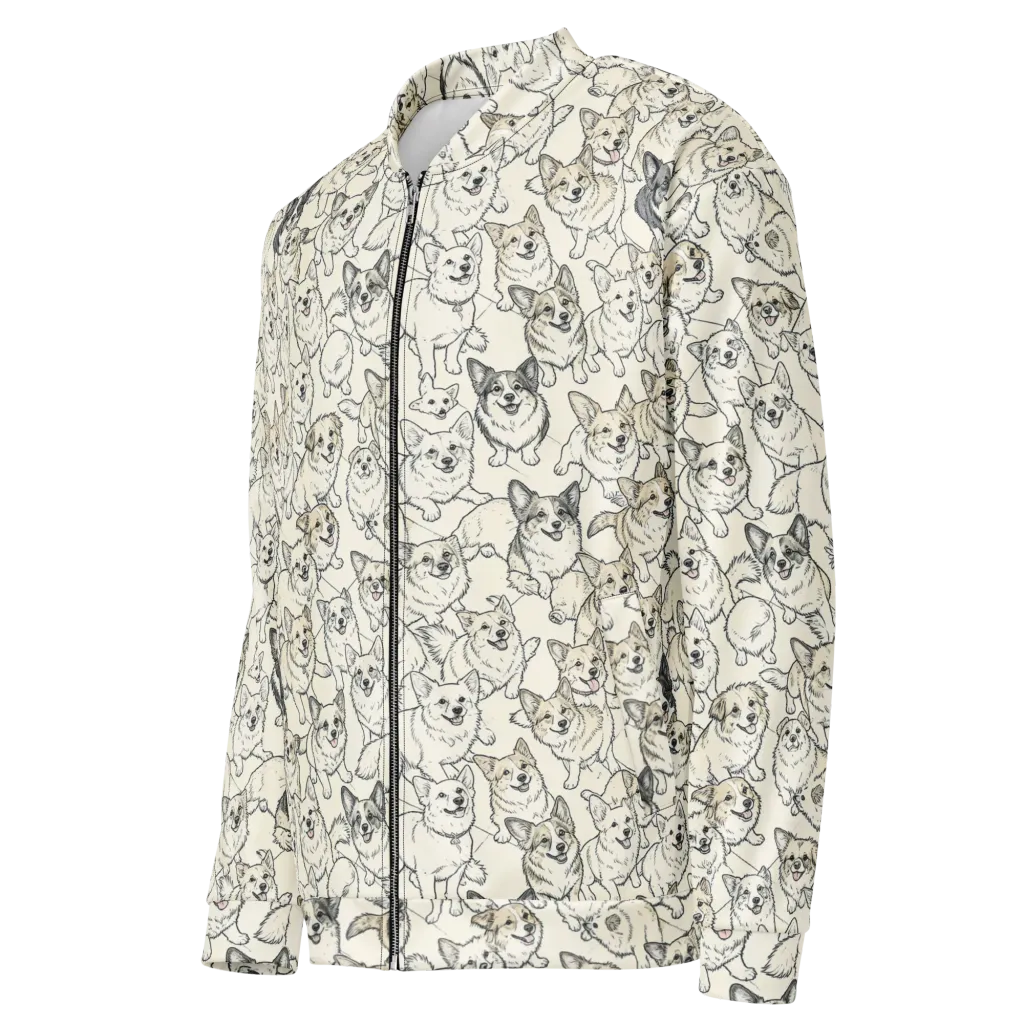 Corgi Chorus on Bomber Jacket — Left Front