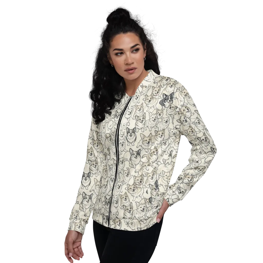 Corgi Chorus on Bomber Jacket — Left