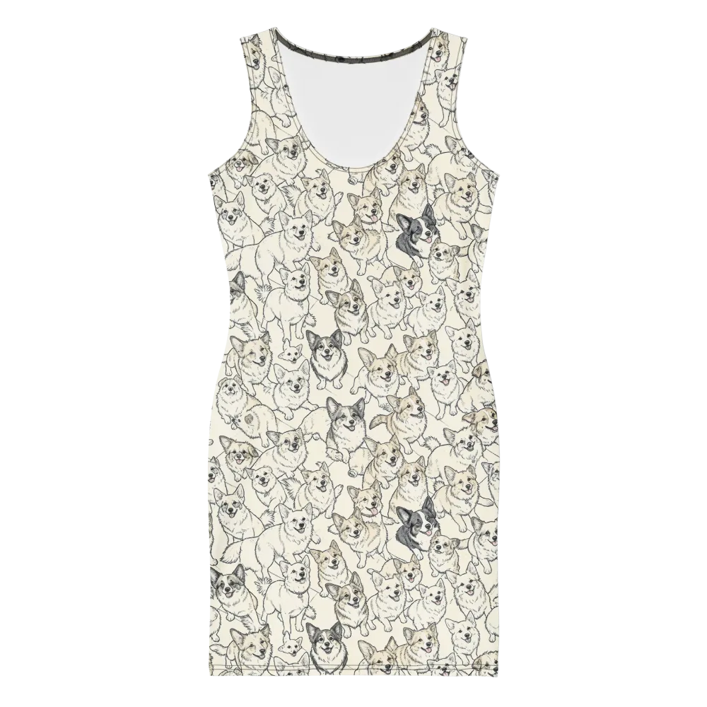 Corgi Chorus on Bodycon Dress — Front