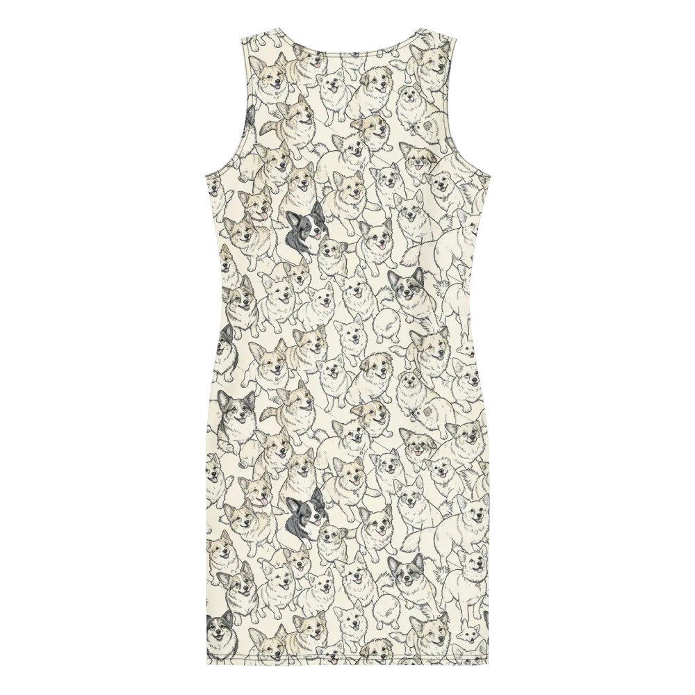 Corgi Chorus on Bodycon Dress — Back