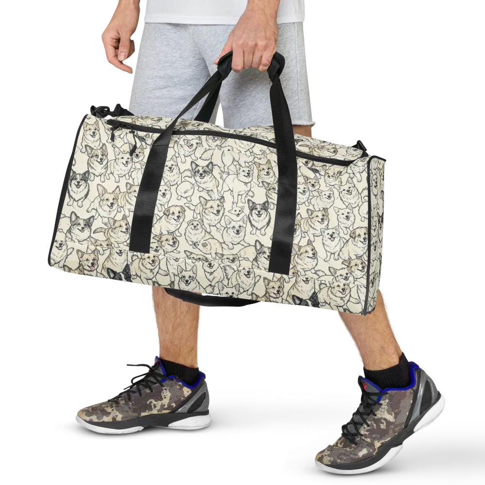 Corgi Chorus on Duffle Bag — Front