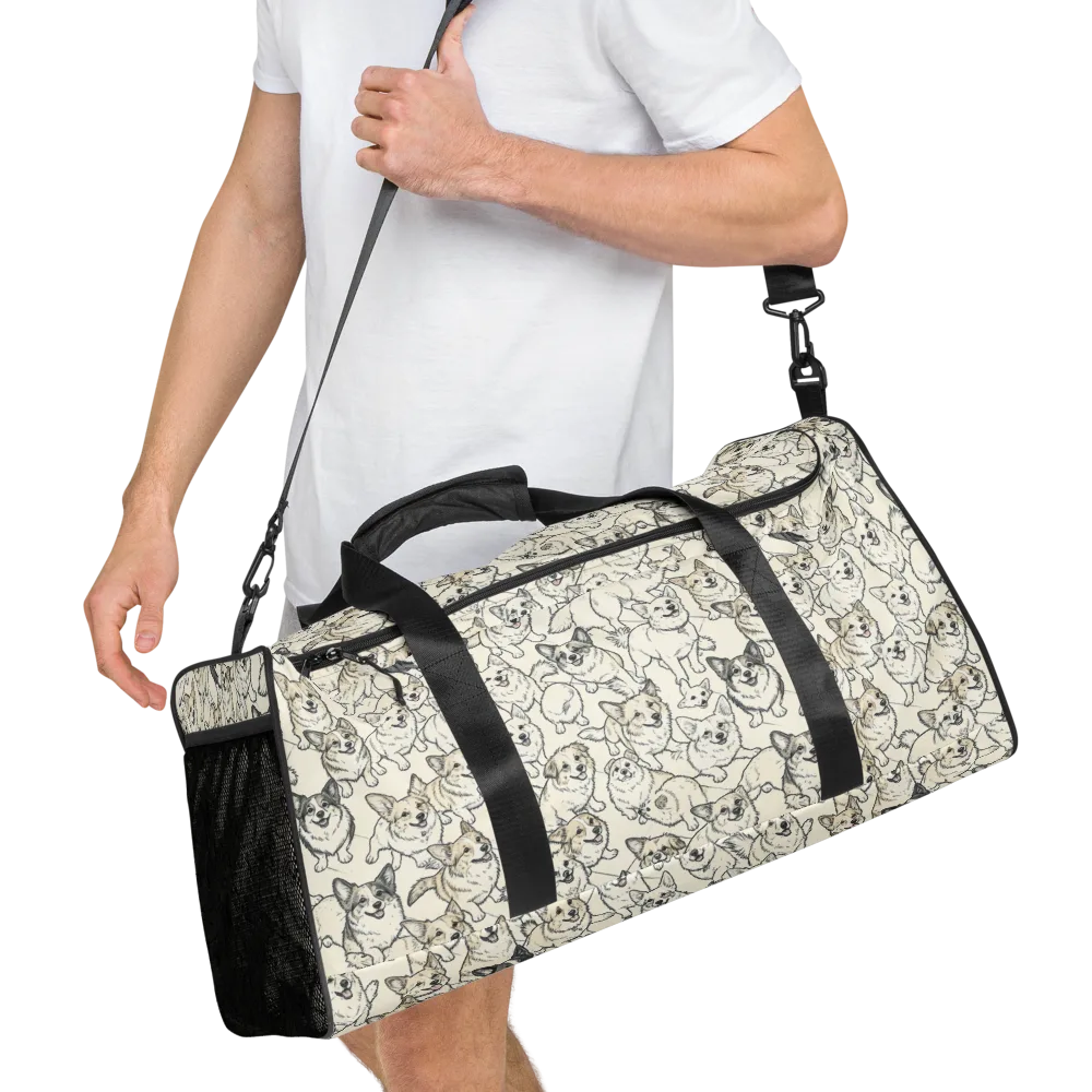 Corgi Chorus on Duffle Bag — Right Front