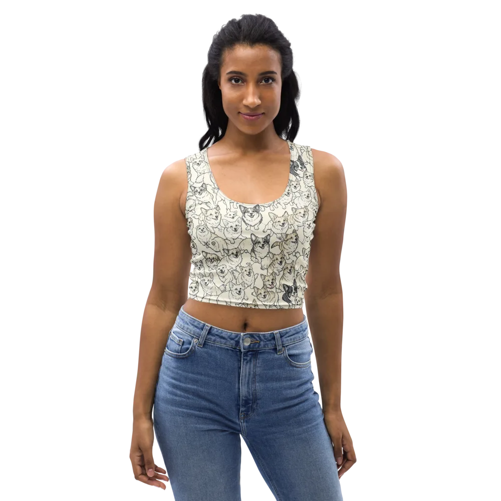 Corgi Chorus on Crop Top — Front