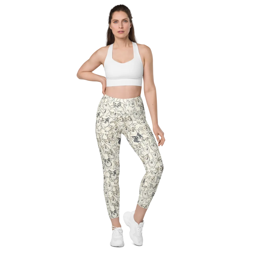 Corgi Chorus on Leggings with Pockets — Front