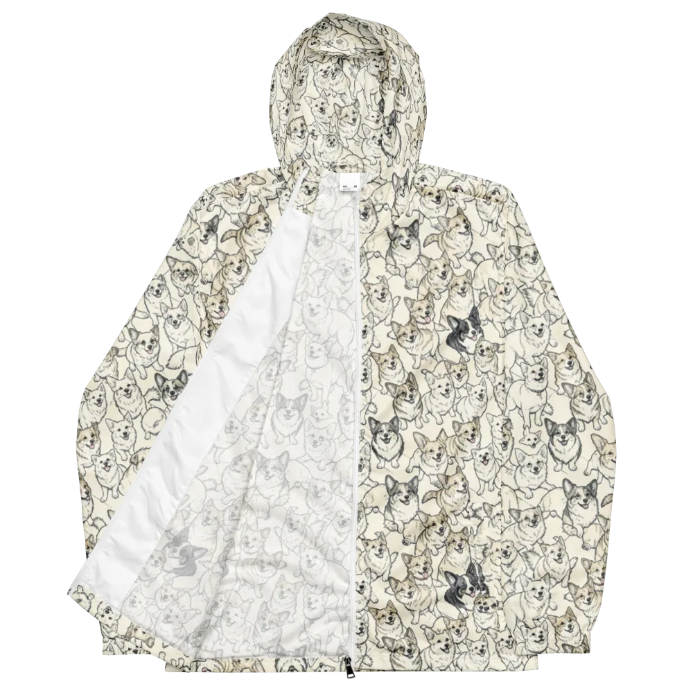 Corgi Chorus on Men's Windbreaker — Front