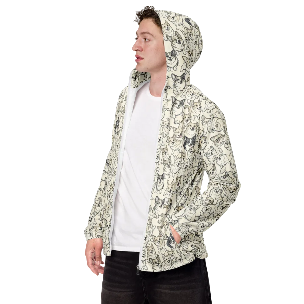 Corgi Chorus on Men's Windbreaker — Left Front