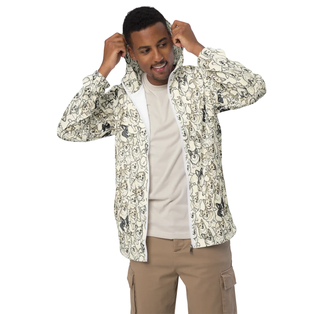 Corgi Chorus on Men's Windbreaker — Front