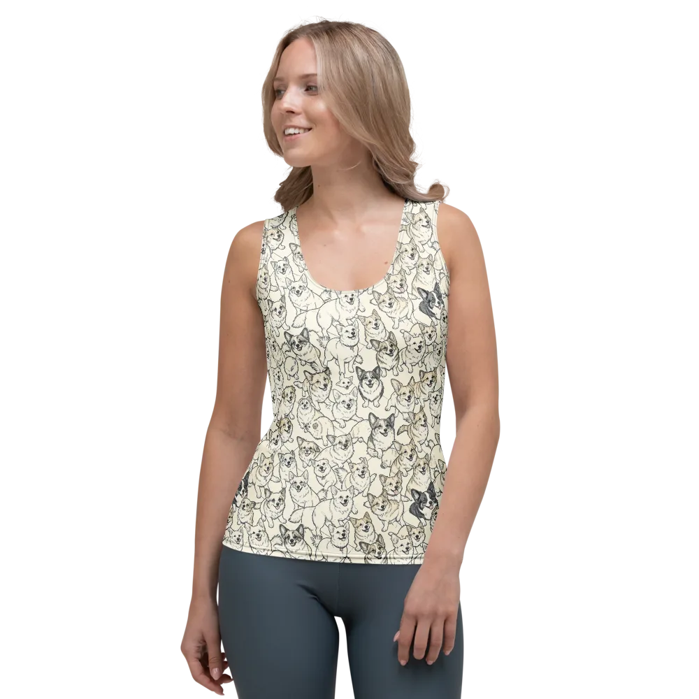 Corgi Chorus on Women's Tank Top — Front