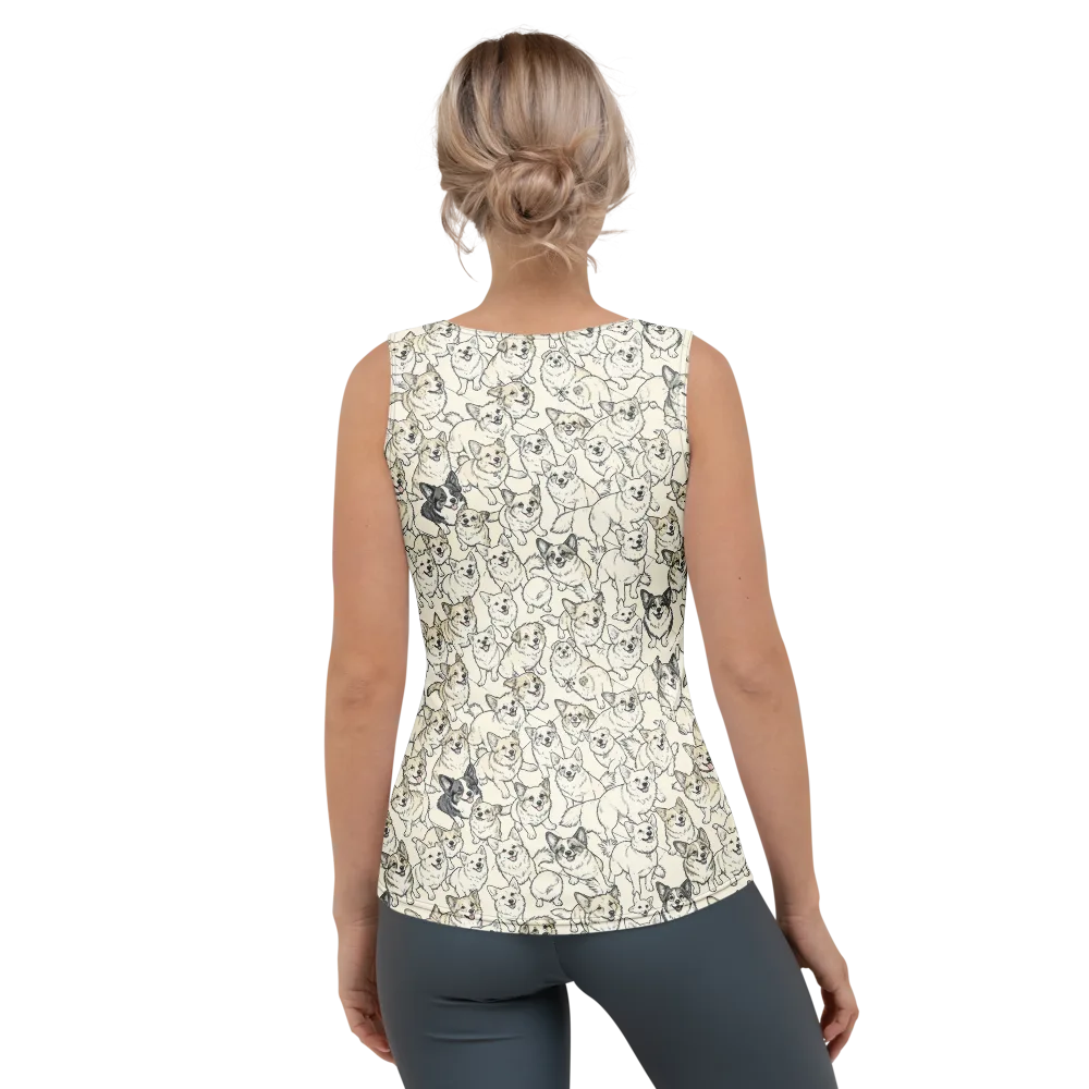Corgi Chorus on Women's Tank Top — Back