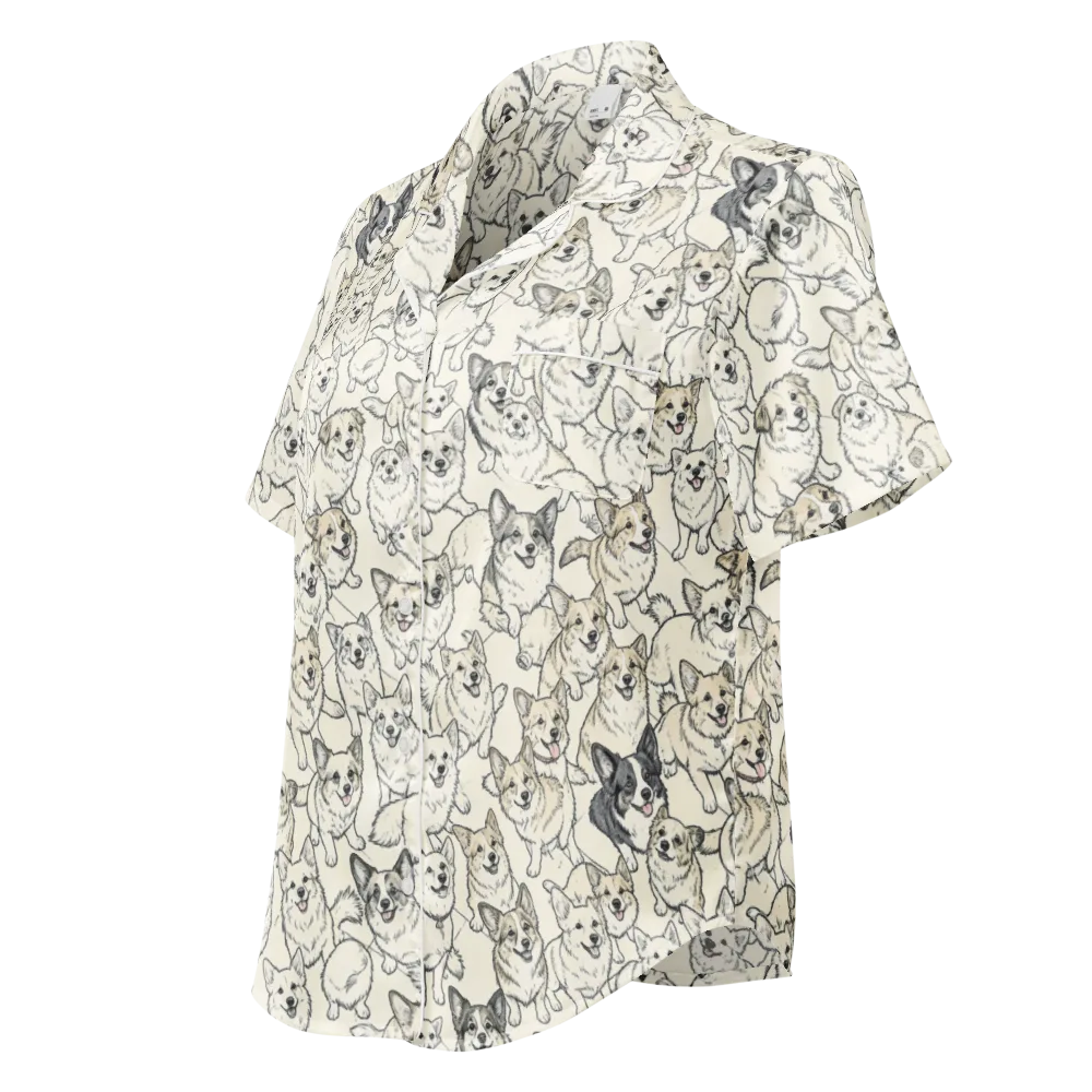Corgi Chorus on Women's Short Sleeve Pajama Top — Left Front