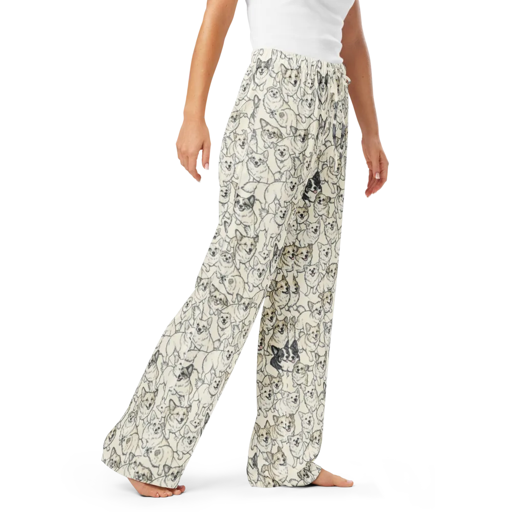 Corgi Chorus on Women's Pajama Pants — Right Front