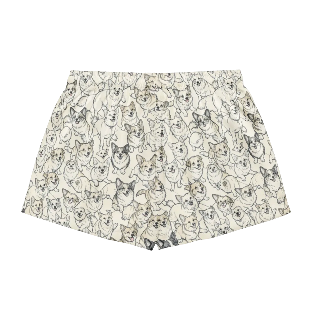 Corgi Chorus on Women's Pajama Shorts — Back
