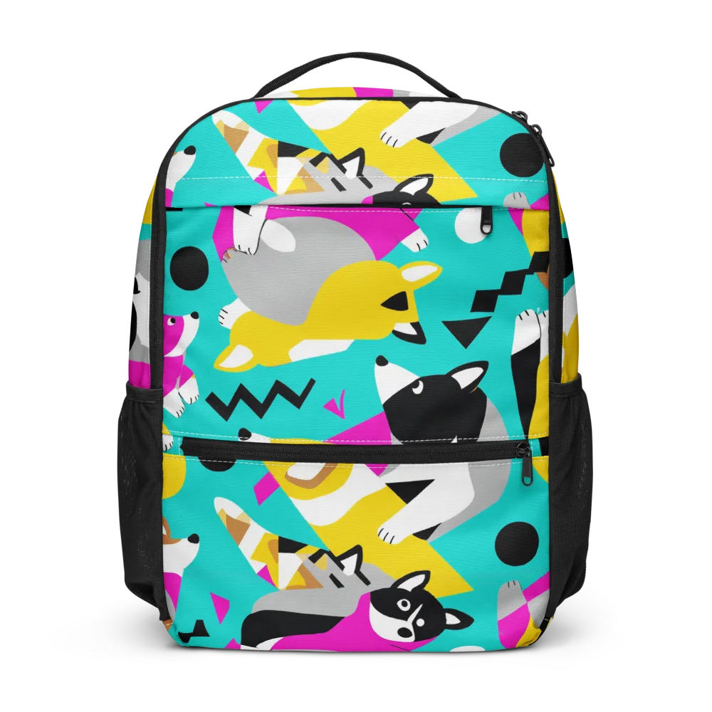 Neon Canine Parade on Utility Backpack — Front
