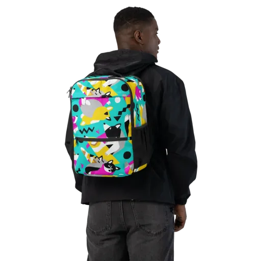 Neon Canine Parade on a Utility Backpack