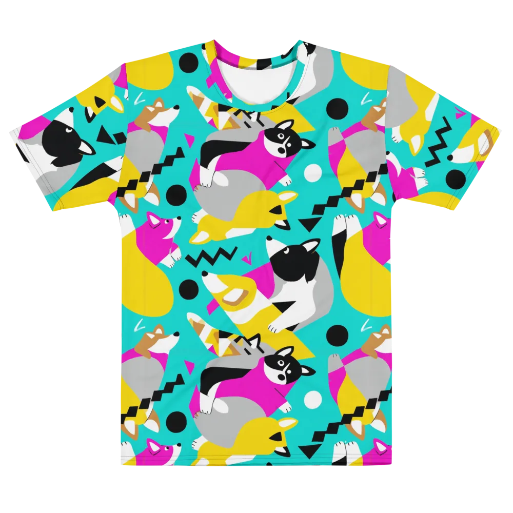 Neon Canine Parade on Men's Cotton Crew Neck T-Shirt — Front