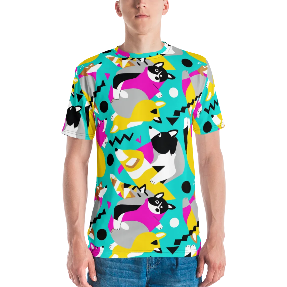 Neon Canine Parade on Men's Crew Neck T-Shirt — Front