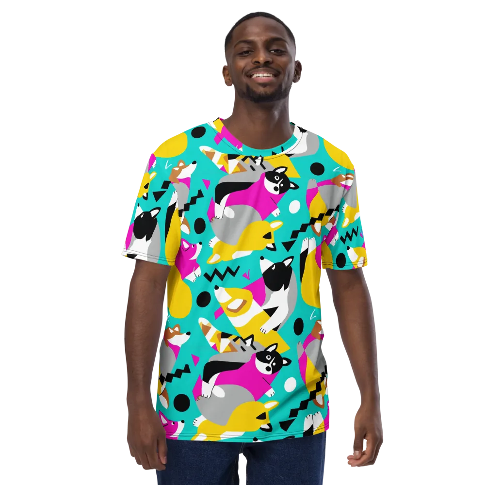 Neon Canine Parade on Men's Crew Neck T-Shirt — Front