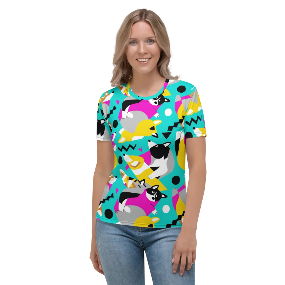 Neon Canine Parade on Women's Crew Neck T-Shirt — Front