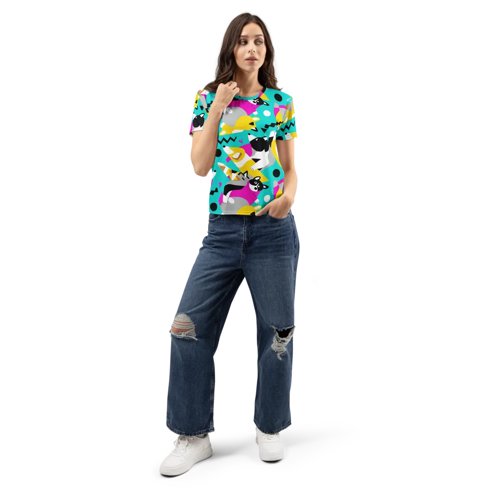 Neon Canine Parade on Women's Crew Neck T-Shirt — Front