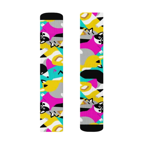 Neon Canine Parade on a Socks