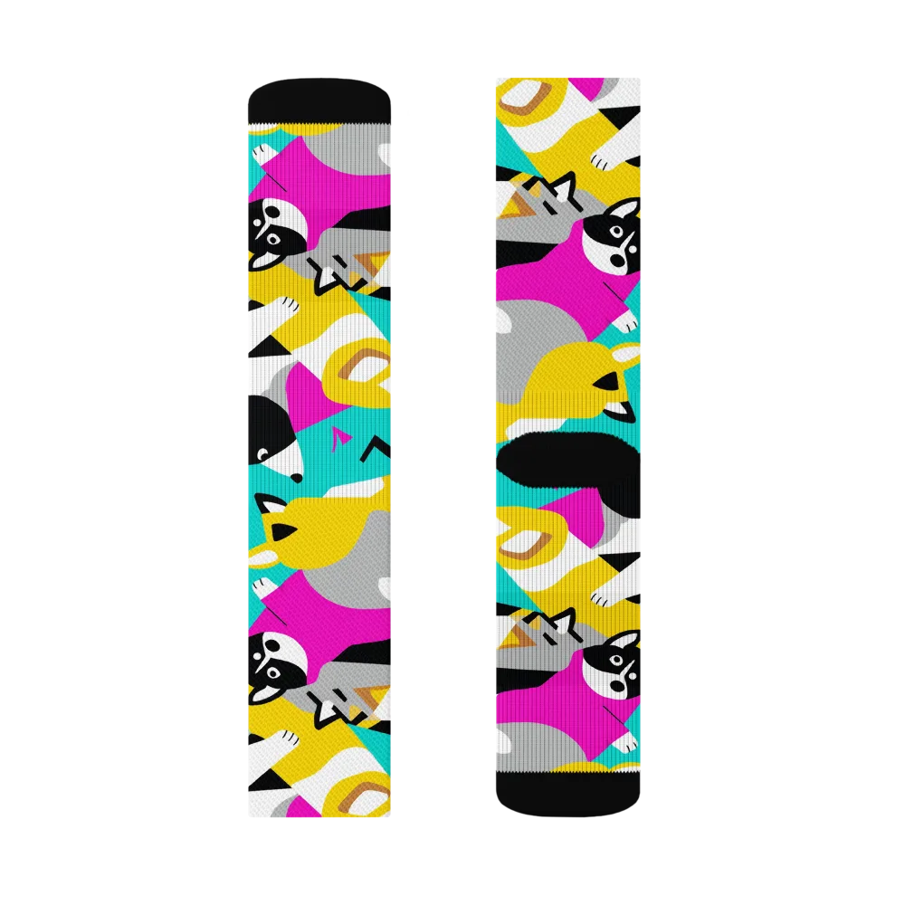 Neon Canine Parade on Socks — Right Sock