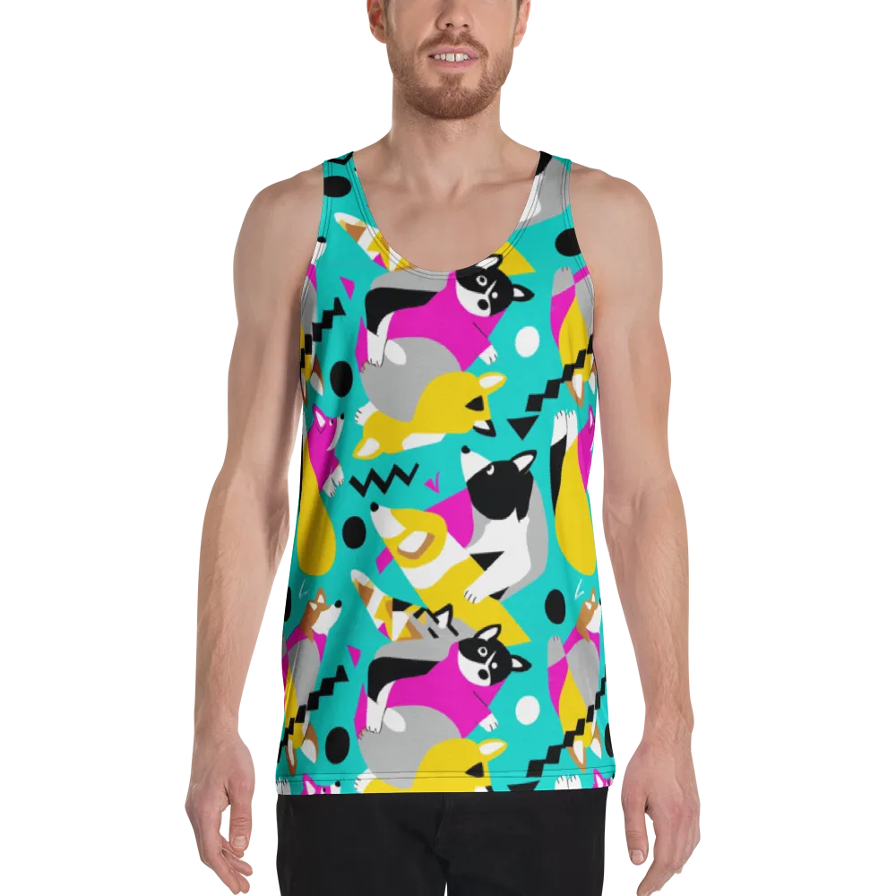 Neon Canine Parade on Men's Tank Top — Front