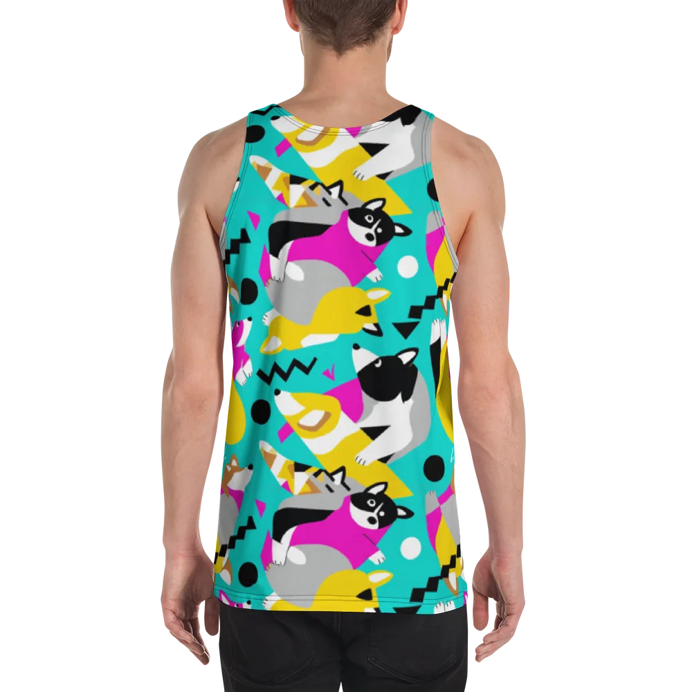 Neon Canine Parade on Men's Tank Top — Back