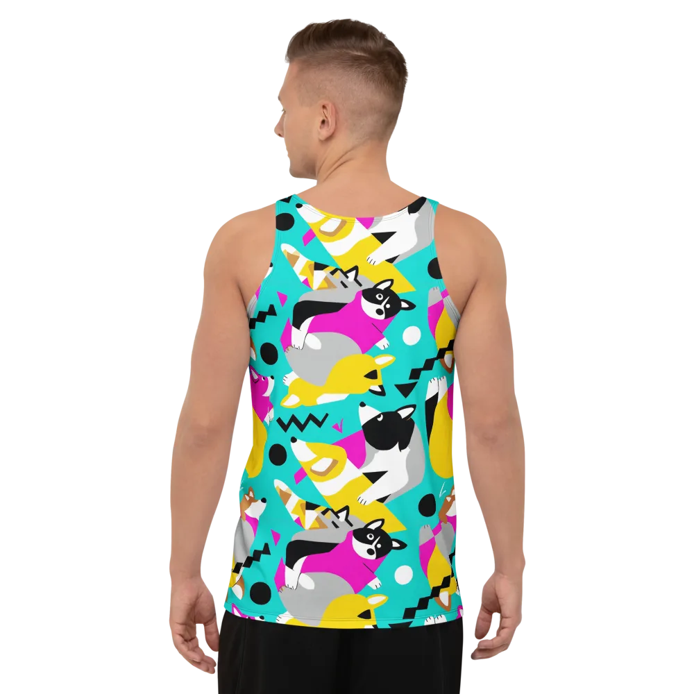 Neon Canine Parade on Men's Tank Top — Back