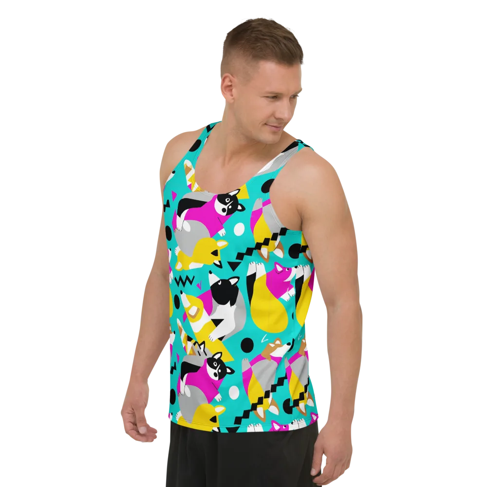 Neon Canine Parade on Men's Tank Top — Left Front