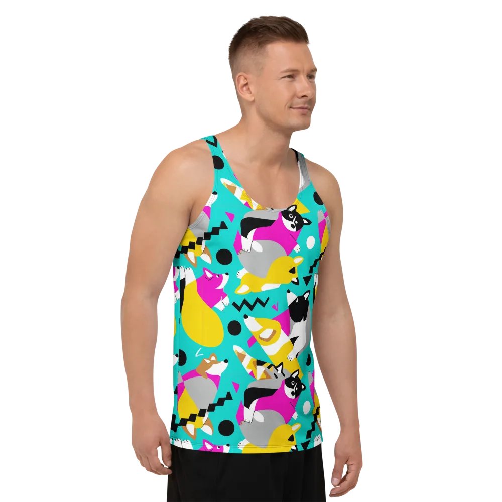 Neon Canine Parade on Men's Tank Top — Right Front