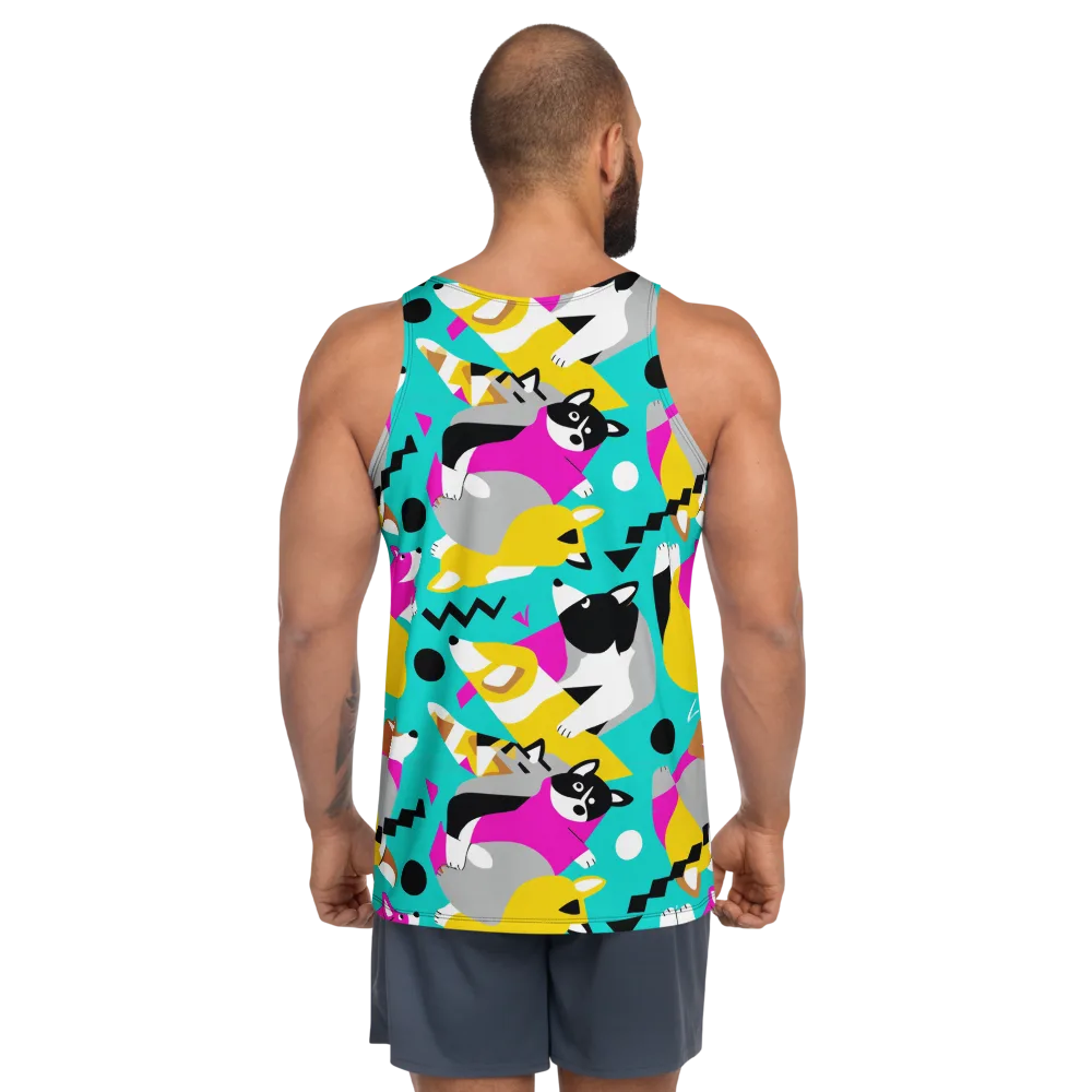 Neon Canine Parade on Men's Tank Top — Back