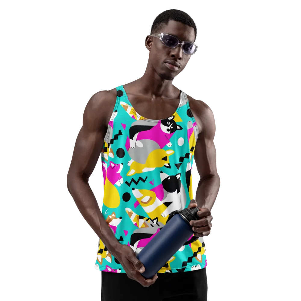 Neon Canine Parade on Men's Tank Top — Front