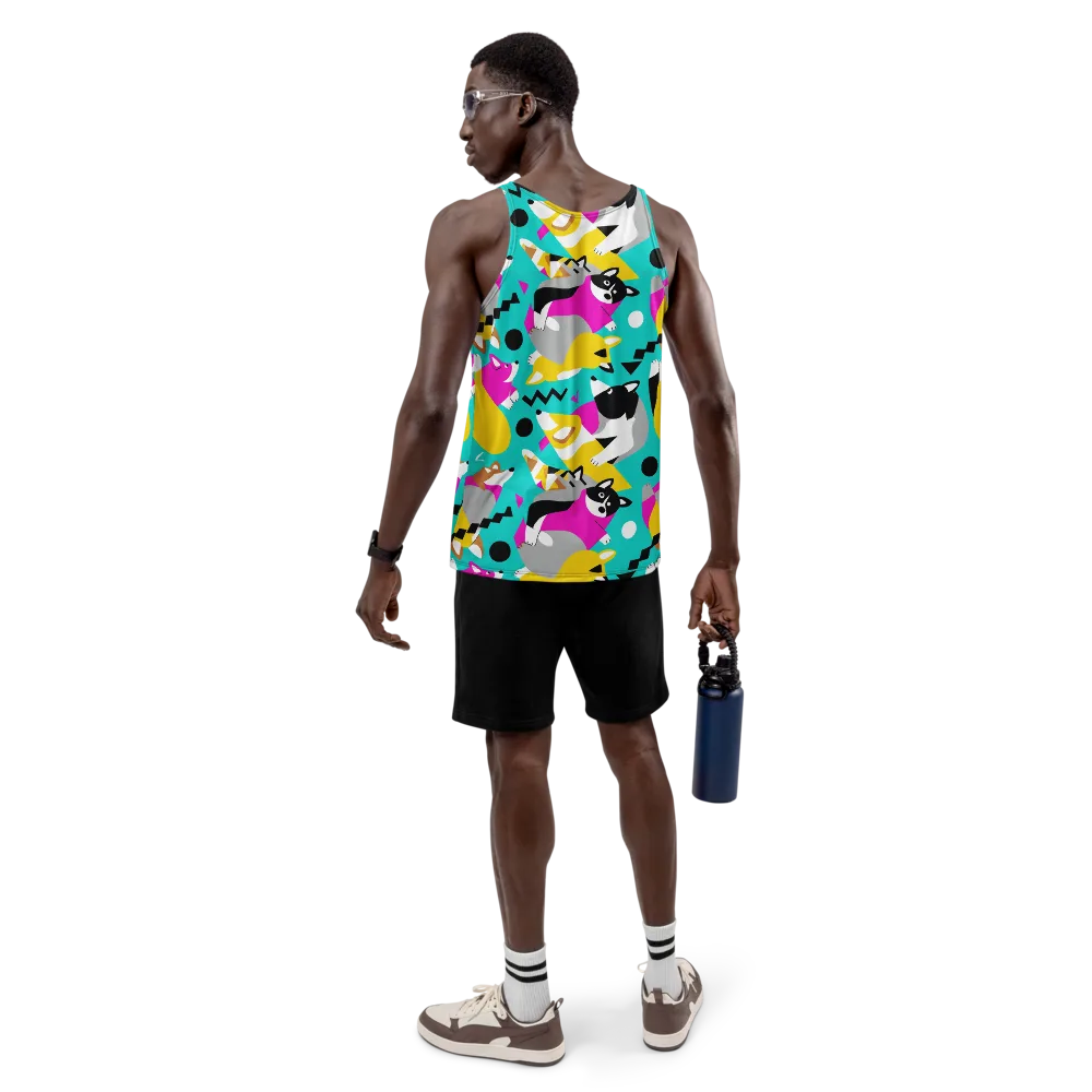 Neon Canine Parade on Men's Tank Top — Back