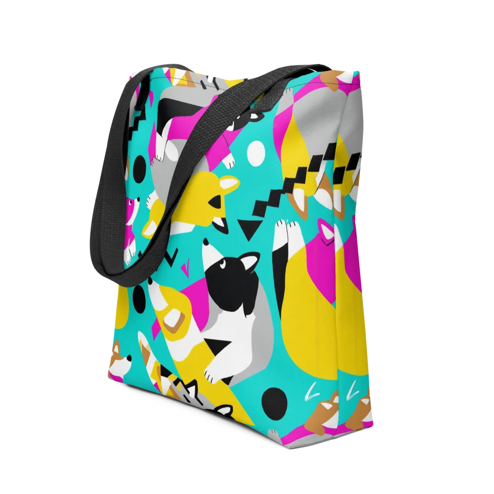 Neon Canine Parade on Tote Bag — Front