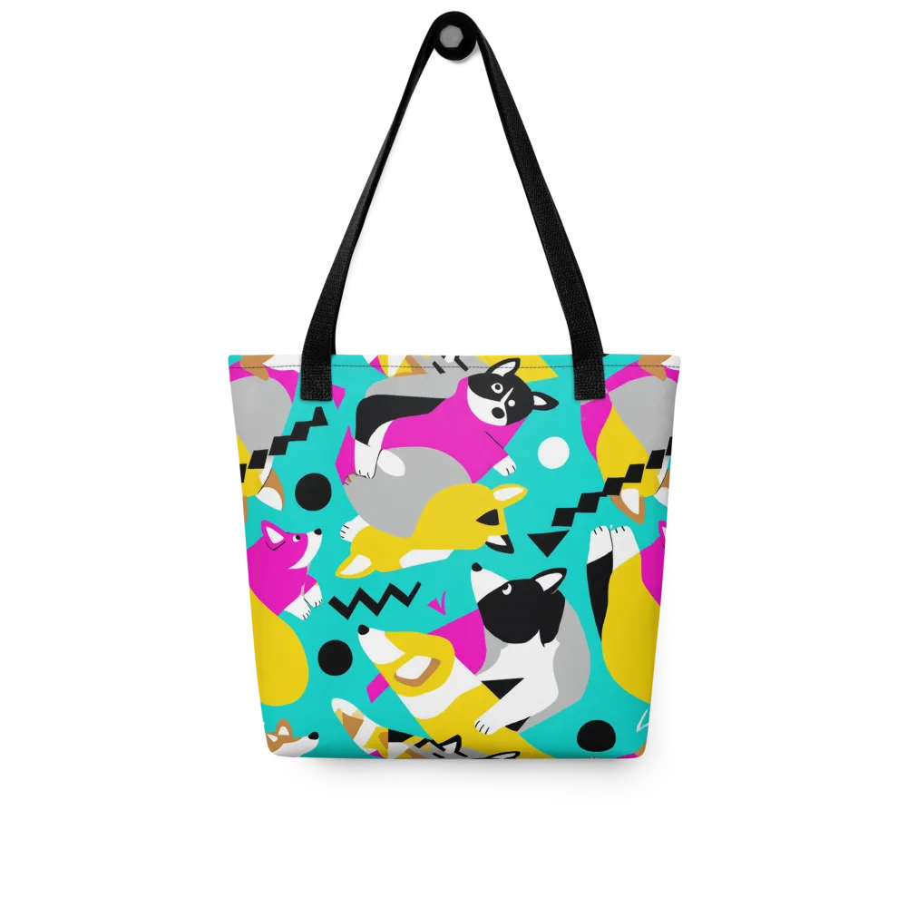 Neon Canine Parade on Tote Bag — Front